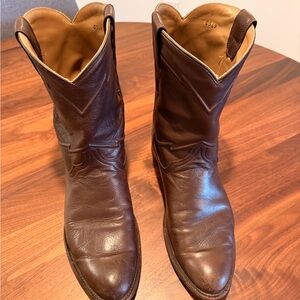 Cuero Men's Rich Brown Western Leather Roper Boots 9.5EE